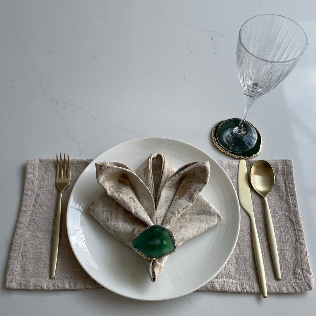 Green Agate Crystal Napkin Ring