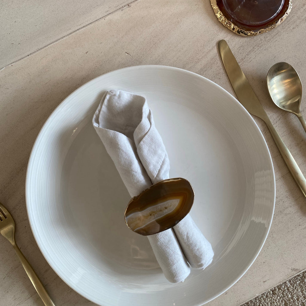 Brown Agate Crystal Napkin Ring